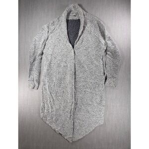 ASOS Cardigan Women Size 6 Black White Longline Shawl Collar Sharkbite‎ Hem Knit